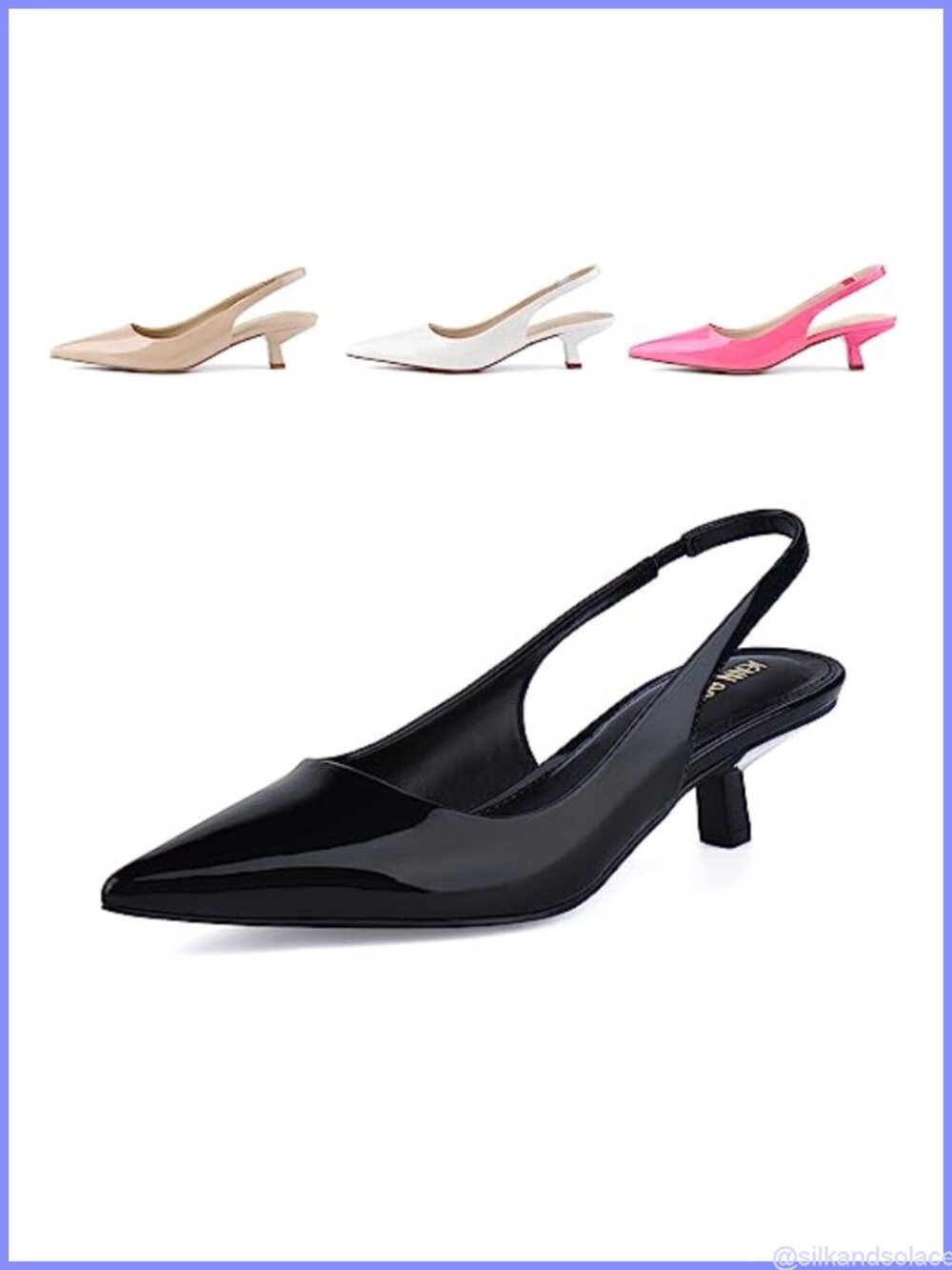 Women's Kitten Heel Slingback Pumps Closed Pointed Toe Dress Shoes